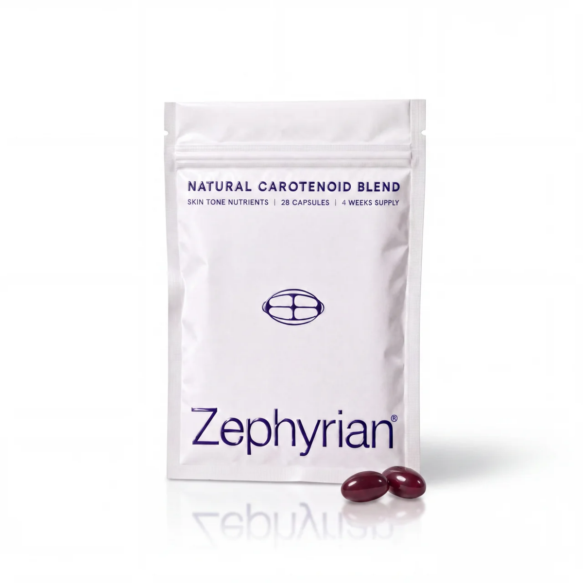 Zephyrian pouch with two softgel capsules