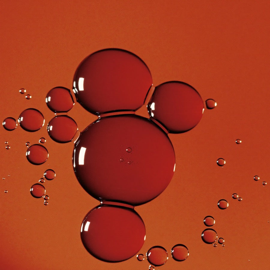 Macro of deep red astaxanthin oil droplets