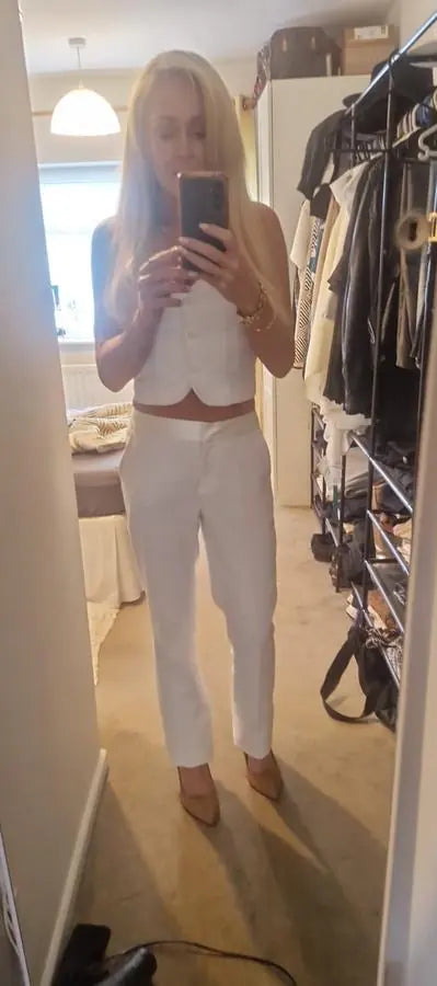 Rainy wearing a white outfit