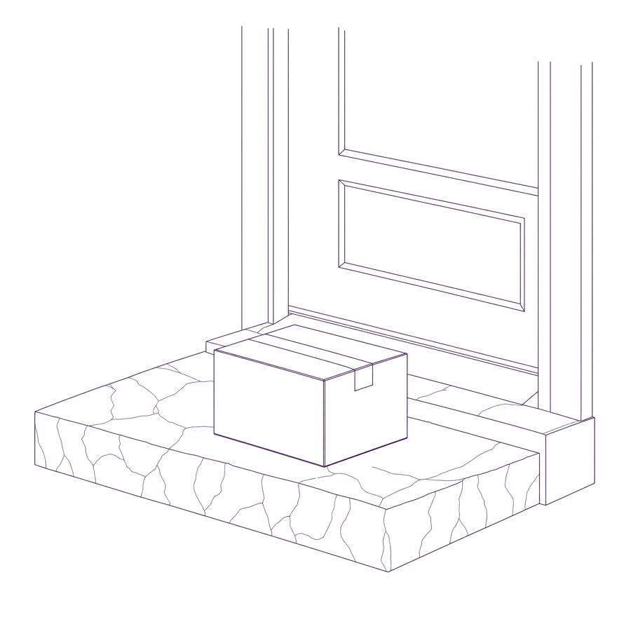 Zephyrian shipping box delivered on a doorstep
